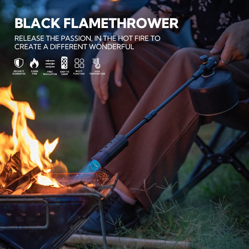 CAMPINGMOON Holzgriff, klassische abnehmbare Gasbrenner, starke Leistung, Brenner, Zünder, 12000 kcal, 360-Grad-Nutzung, Flammenpistole, Camping, Grillen – Detail 12