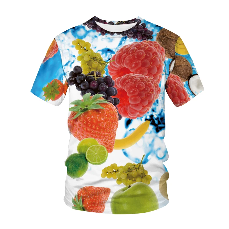 Hip Hop Fruit 3d Printed Summer Men\'s T-shirt Fun Kiwi Strawberry Fashion Short Sleeve Shirt Street O Neck Loose Quality Top