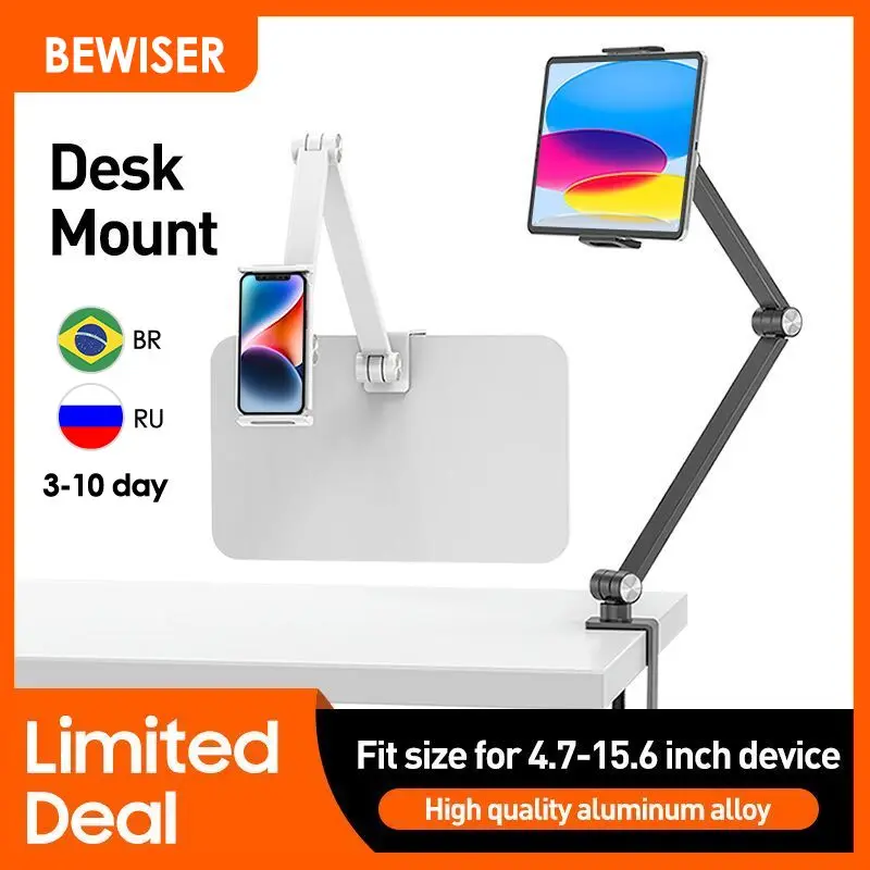 Bewiser Tablet Mount For Bed 4.7-15.6 inches Phone&iPad  Stand For Desk Clip Aluminum Alloy Xiaomi Mobile Phones Holder For Live