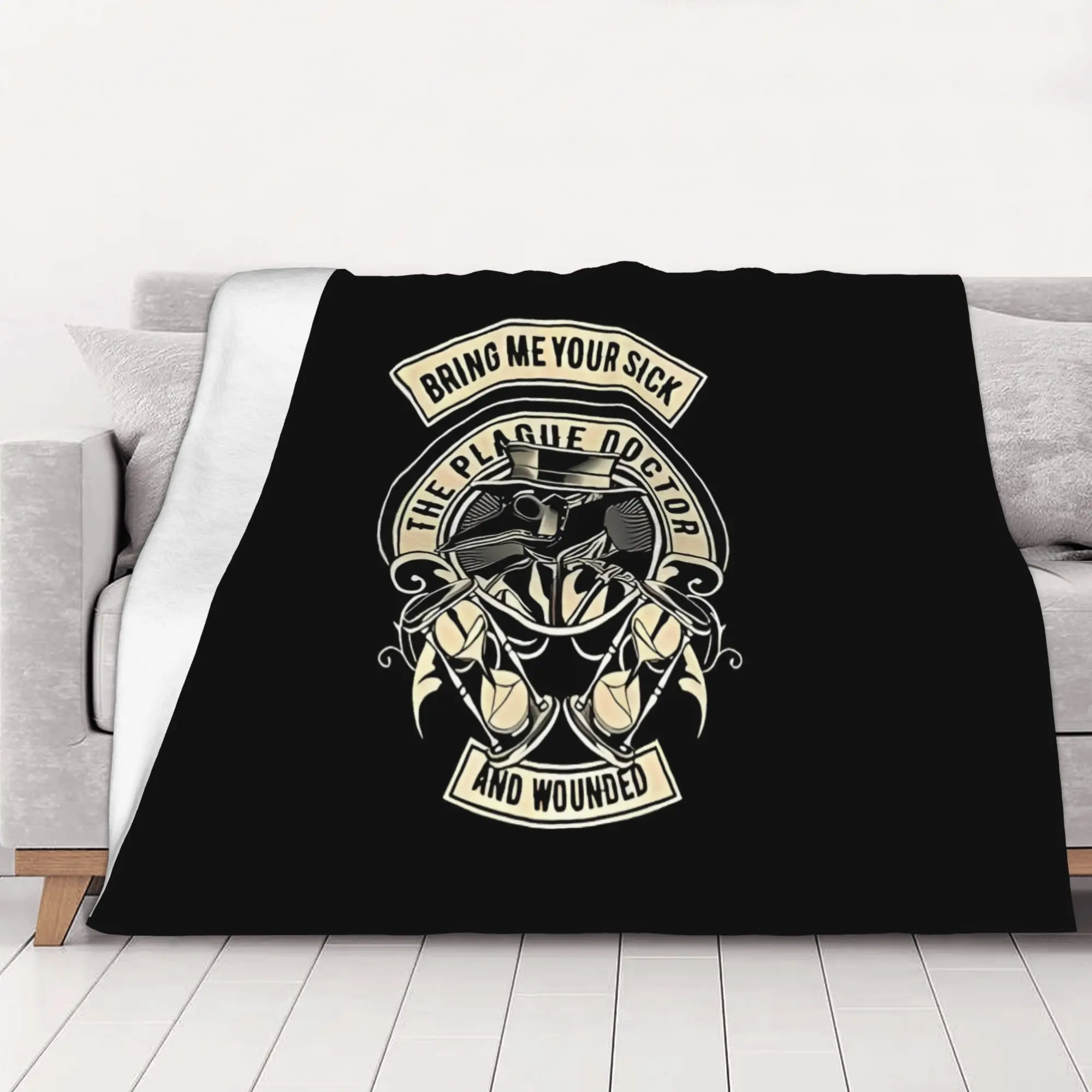 1PC home Cute Room Decor Plague Doctor Blanket Throw Blanket Plague Doctor Novelty Warm Blanket All Season
