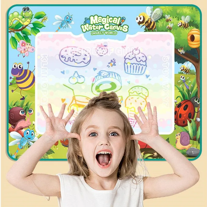 Magic Water Drawing Mat Coloring Doodle With Reusable Magic Pens Montessori Painting Board Educational Toys Kids Gift 100x80CM