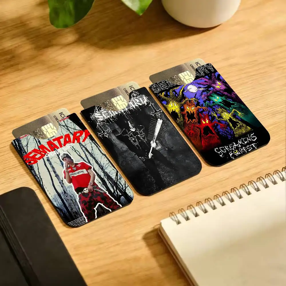 Rapper S-Sematary PU Leather Cardholder Ultra Slim Credit ID Card Organizer Lightweight Business Card Holder