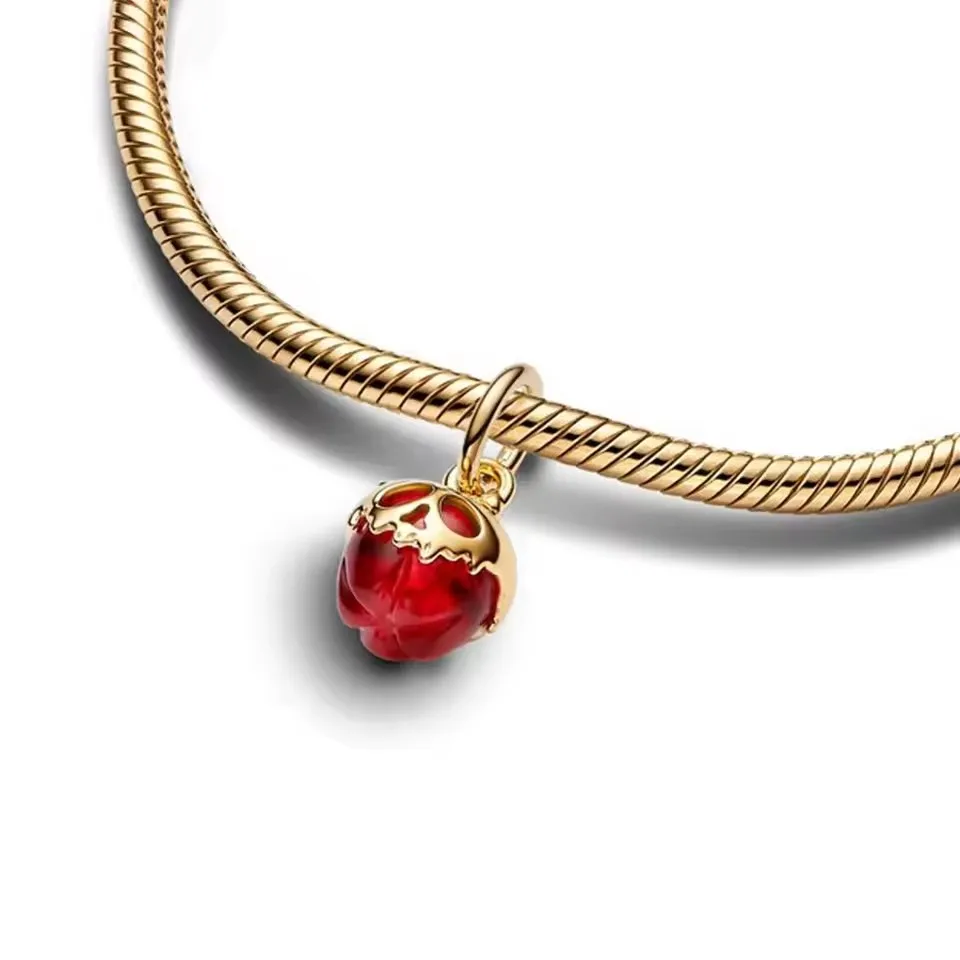 عالية الجودة مطلية بالذهب الجمجمة والتفاح الأحمر استرخى سحر صالح الأصلي سوار DIY بها بنفسك النساء مجوهرات الشر الملكة 925 الأصلي الخرز #2