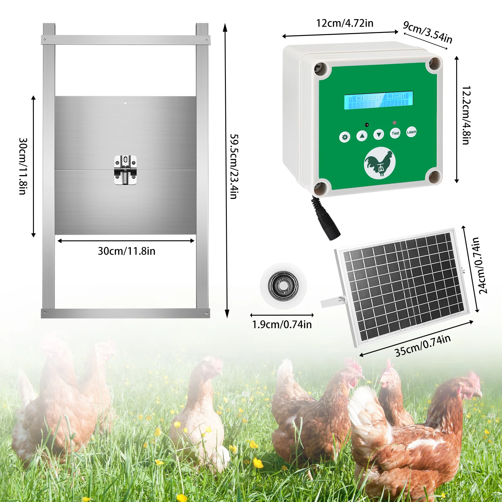 Imagem -06 - Porta Automática do Galinheiro com Tela Lcd Temporizador e Sensor de Luz Alimentação e Energia Solar Alimentada Agricultura Galinheiro