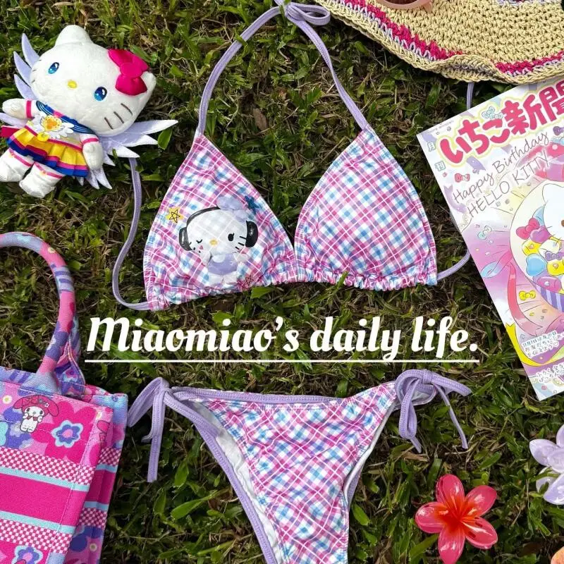 

Japanese Cute Kitten Women's Split Bikini Y2K Girl 2Pcs Summer Beach Seaside Fashion Breathe Comfort Quick Drying Soft Swimsuit