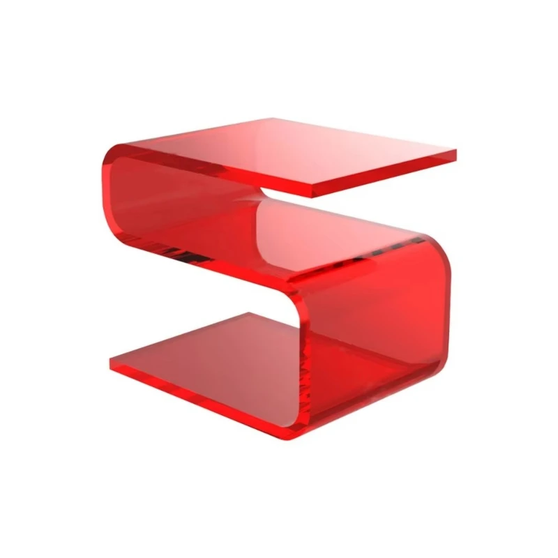 

Red S-shaped acrylic, table plexiglass acrylic coffee table