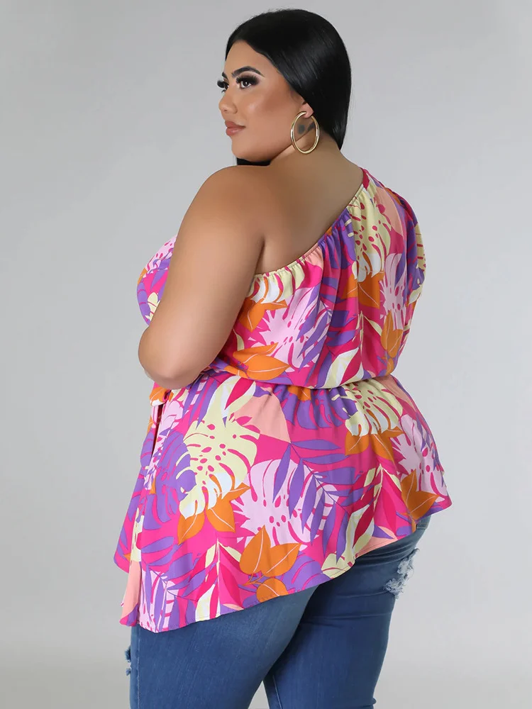 SOMO Plus Size Top Roupas Femininas Impresso Roupas Sexy Impressão Floral Única Manga Curta Top Curto Verão Por Atacado Dropshipping