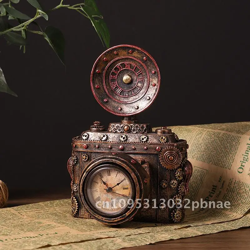 Reloj retro de estilo europeo para decoración de ventanas, adornos de resina, accesorios de fotografía de películas y televisión