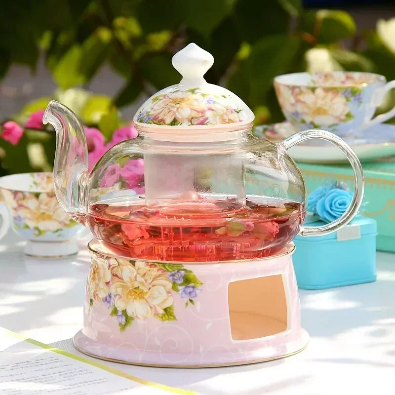 English British Afternoon Tea set for Home Office Cafe High-Grade Porcelain Tea Cup Saucer Spoon Glass Teapot Teaware set Gift