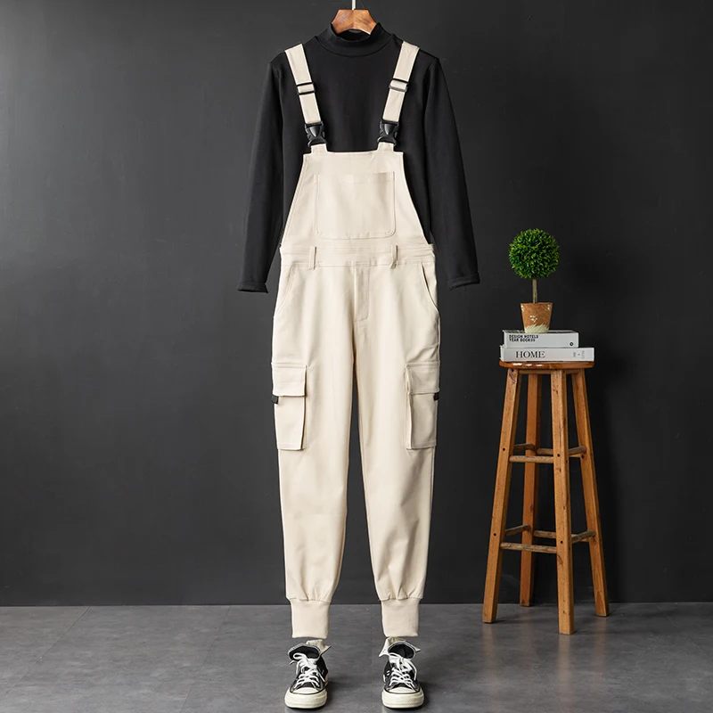 

Молодежные повседневные брюки в рабочем стиле для мужчин, весенне-осенние свободные комбинезоны в корейском стиле, устойчивые к сминанию