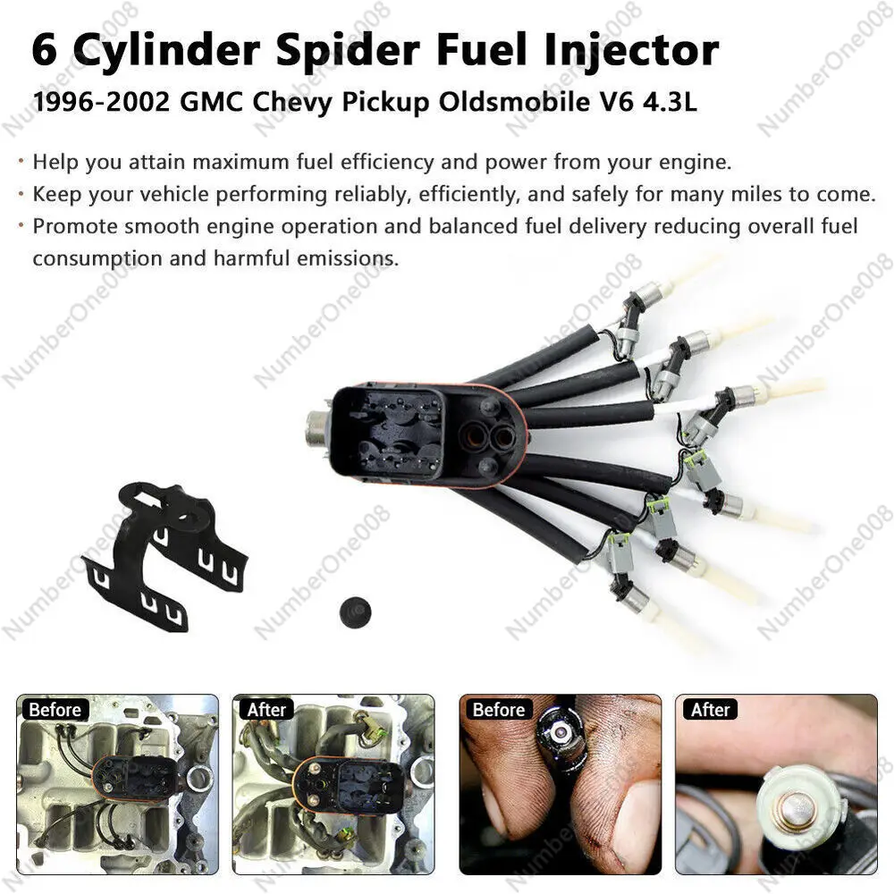 for 96-05 GMC Chevy 4.3 Liter Engine Central Port Fuel Injector Injection Spider 12568332 19210688 17113673