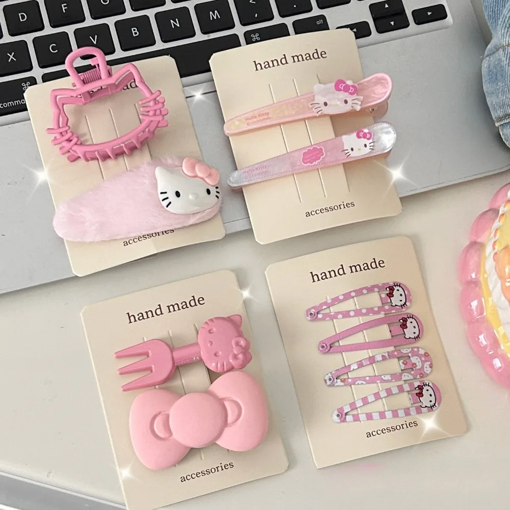 Nuovo Kawaii pink Sanrio Kitty Cat Hairpin hellobyke Hairpin Set Cute Princess KT Hairpin 10 pezzi accessorio per capelli ragazza giocattolo regalo