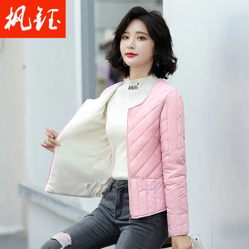 

Women's ort Thiened Fce Lined Slim Fit Lightweight Cotton Jaet Autumn Winter Inner Wear ort Outerwear Coat