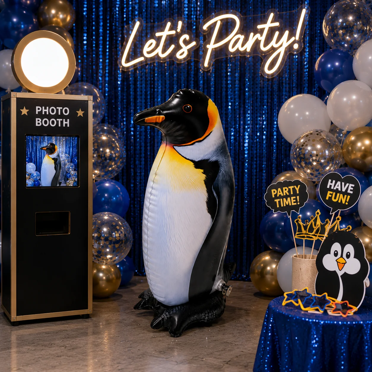 Large PVC inflatable penguin, approximately 20.87 inches (53 centimeters) in size, durable and reusable. Inflatable animal simulation is cute and suitable for birthdays, beaches, pool parties, animal themed inflatable outdoor holiday decorations