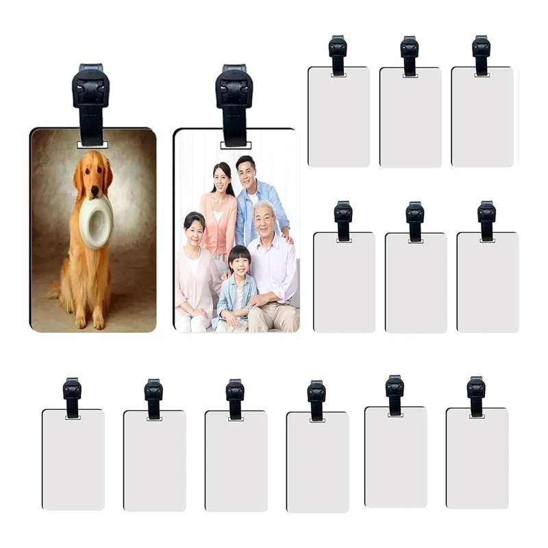 20 Pcs Sublimation Luggage Tag Blank Travel Bag Baggage Tags Blanks With Strap MDF White Double Sided Suitcase Label Tag