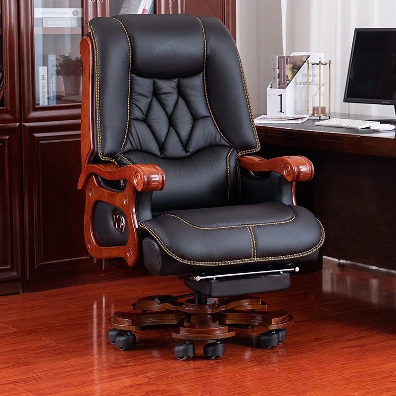 

Leather first layer cowhide boss chair business home ergonomic office chair