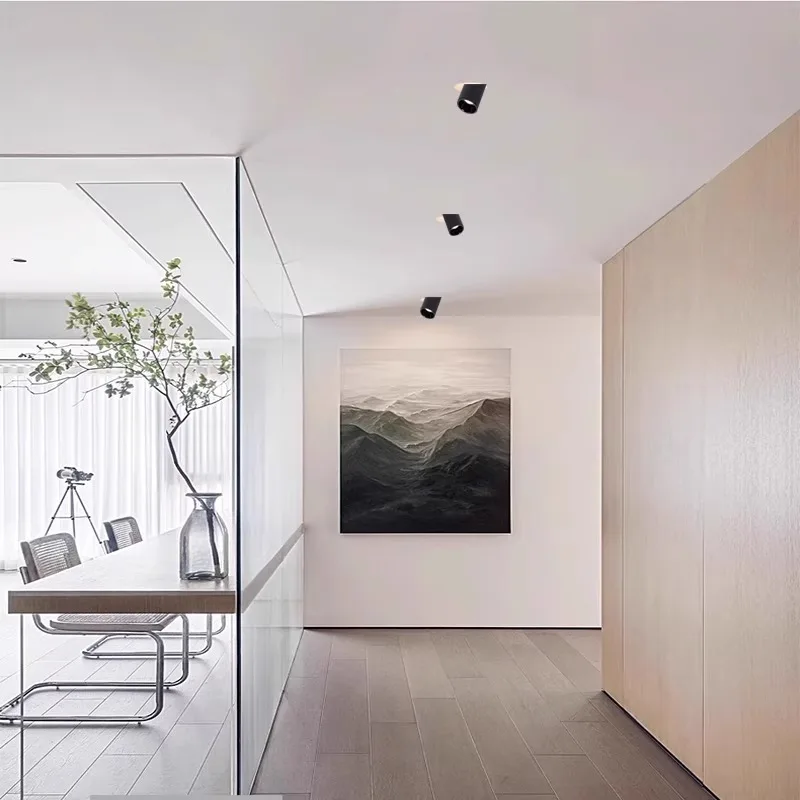 LED Spotlights Embedded Borderless Spot Light Long Tube Adjustable Angle Frameless Ceiling Lamp Opening 55 75mm COB Lighting