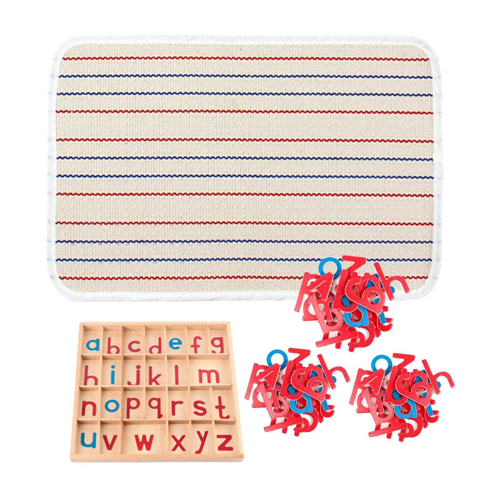 Small Wooden Letters Montessori Trays with Box Mat for Kids Hand Eye Coordination Spelling Learning Gift