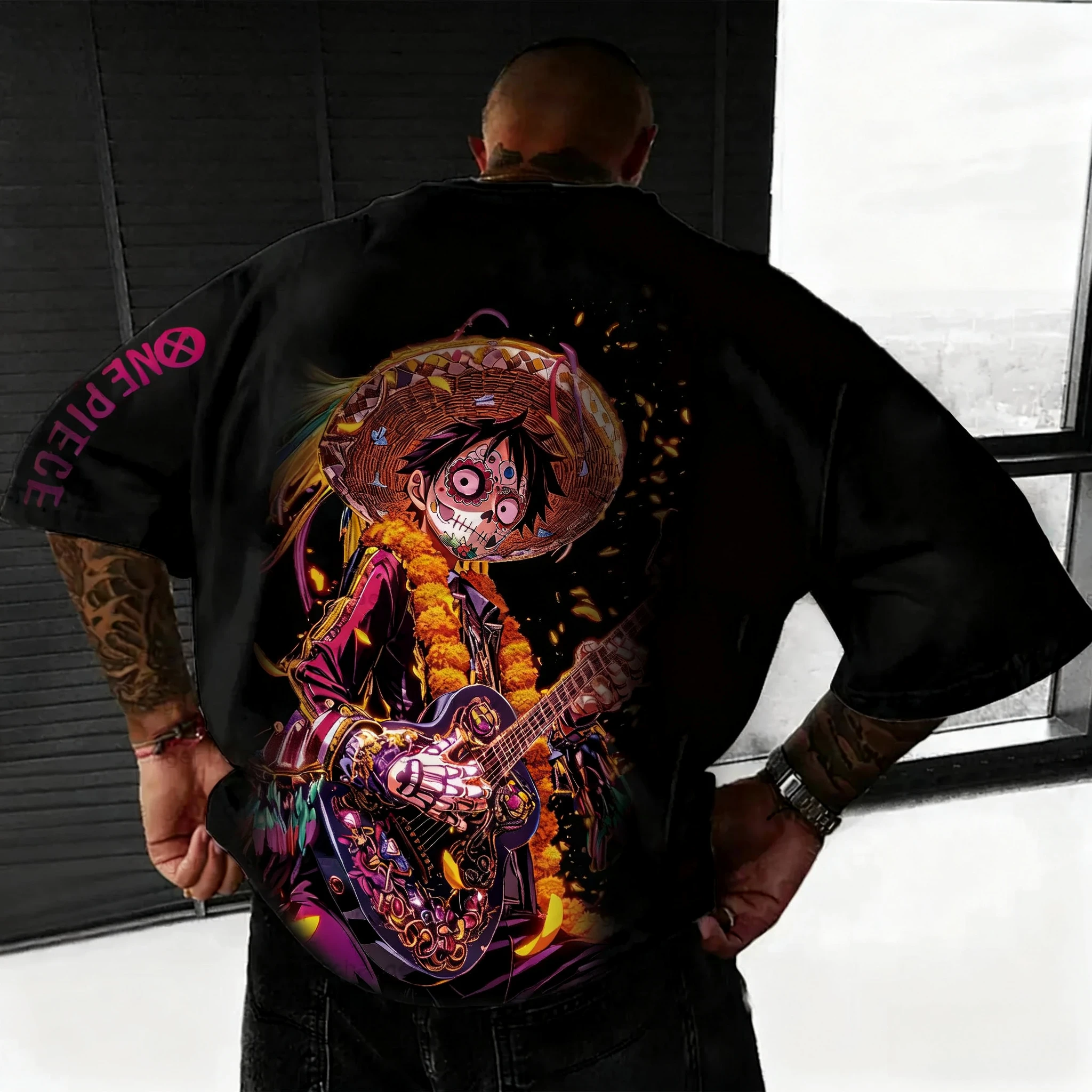 Bandai One Piece Luffy Zoro impreso de manga corta 2026 verano transpirable suelta deportiva moda camiseta para hombres y mujeres