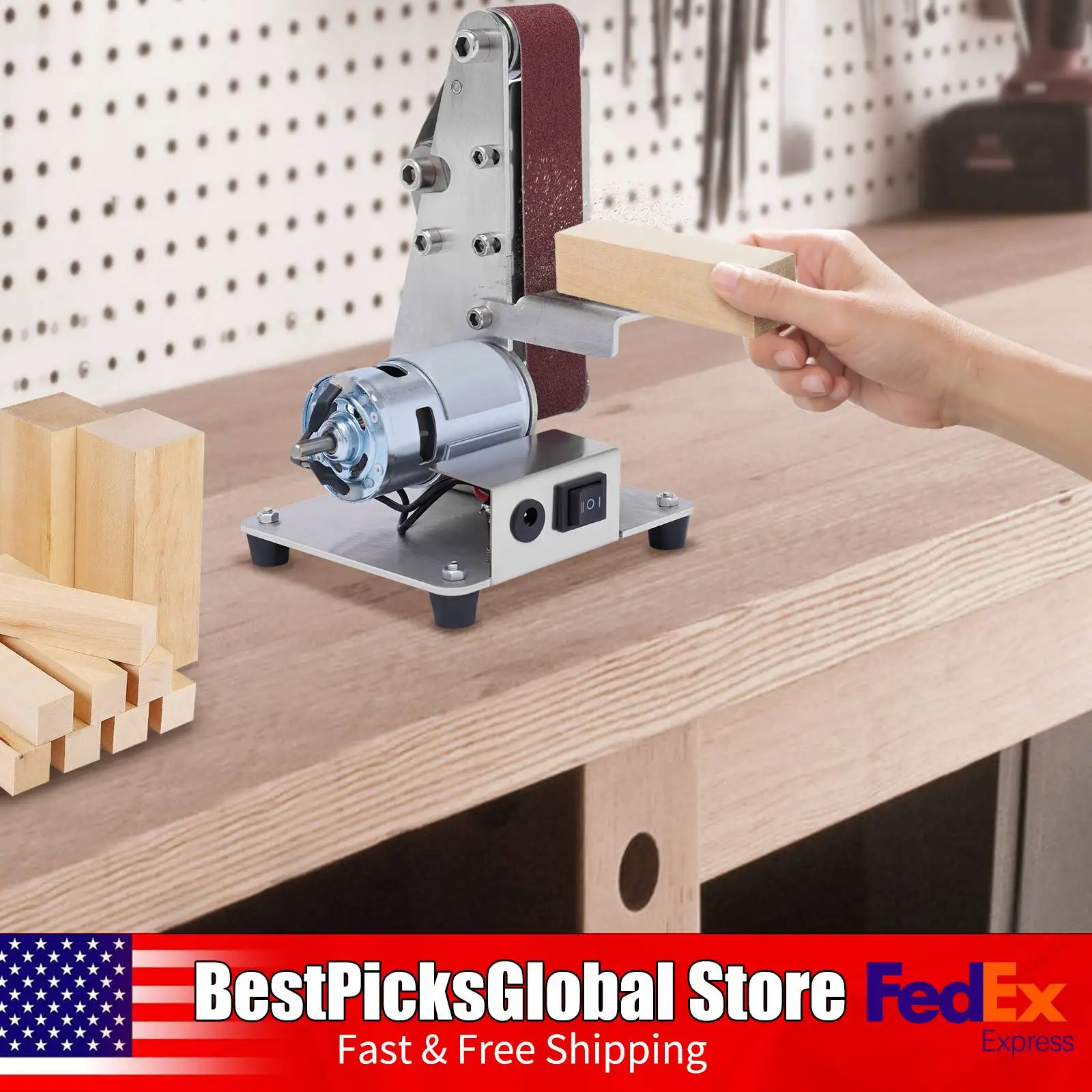 

Мини-ленточная шлифовальная машина 110 В, полировально-шлифовальный станок, точилка для кромок с 10 шт. абразивными лентами для DIY, деревообработки, изготовления металлов