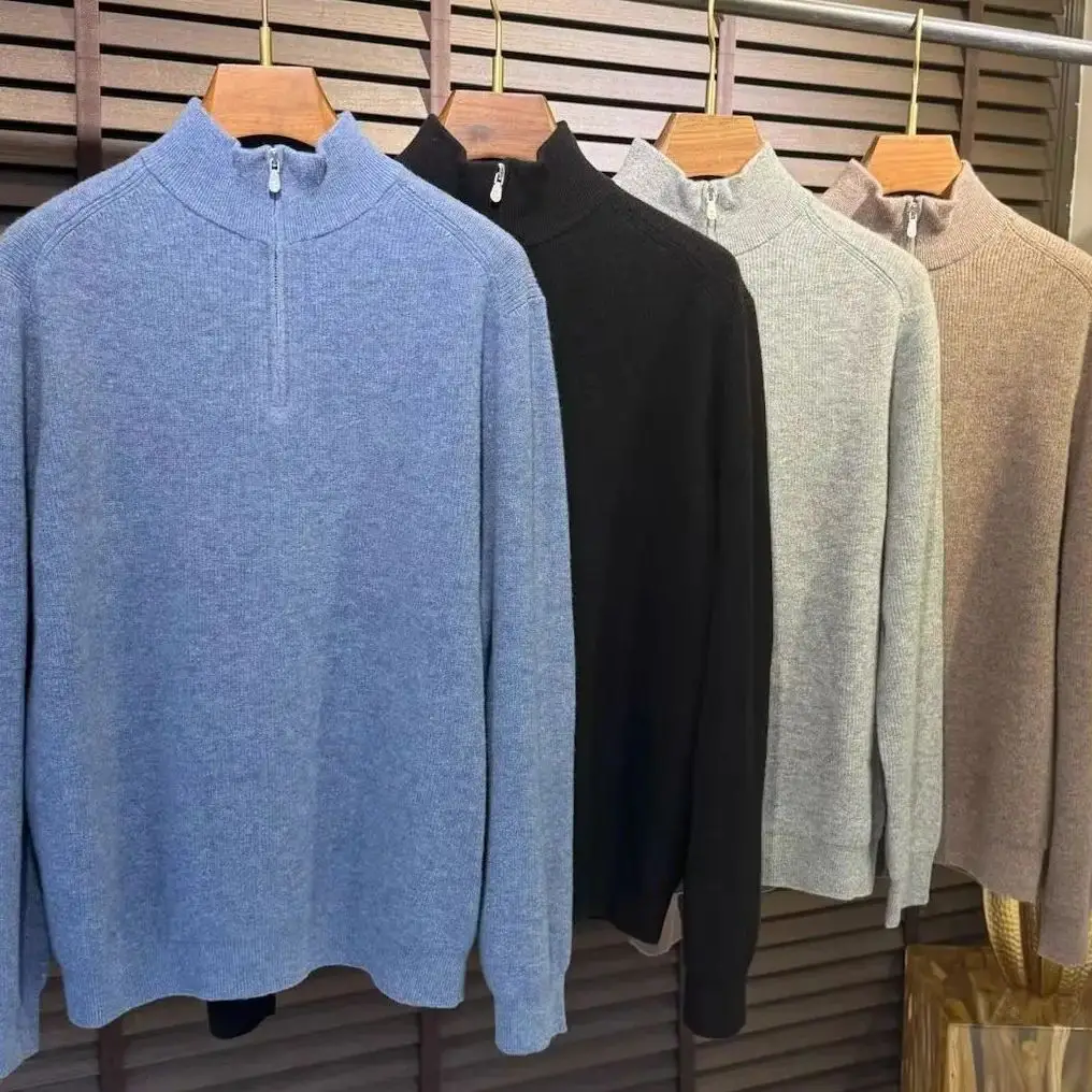 Italian BC wool cashmere casual semi-turtleneck knitted sweater