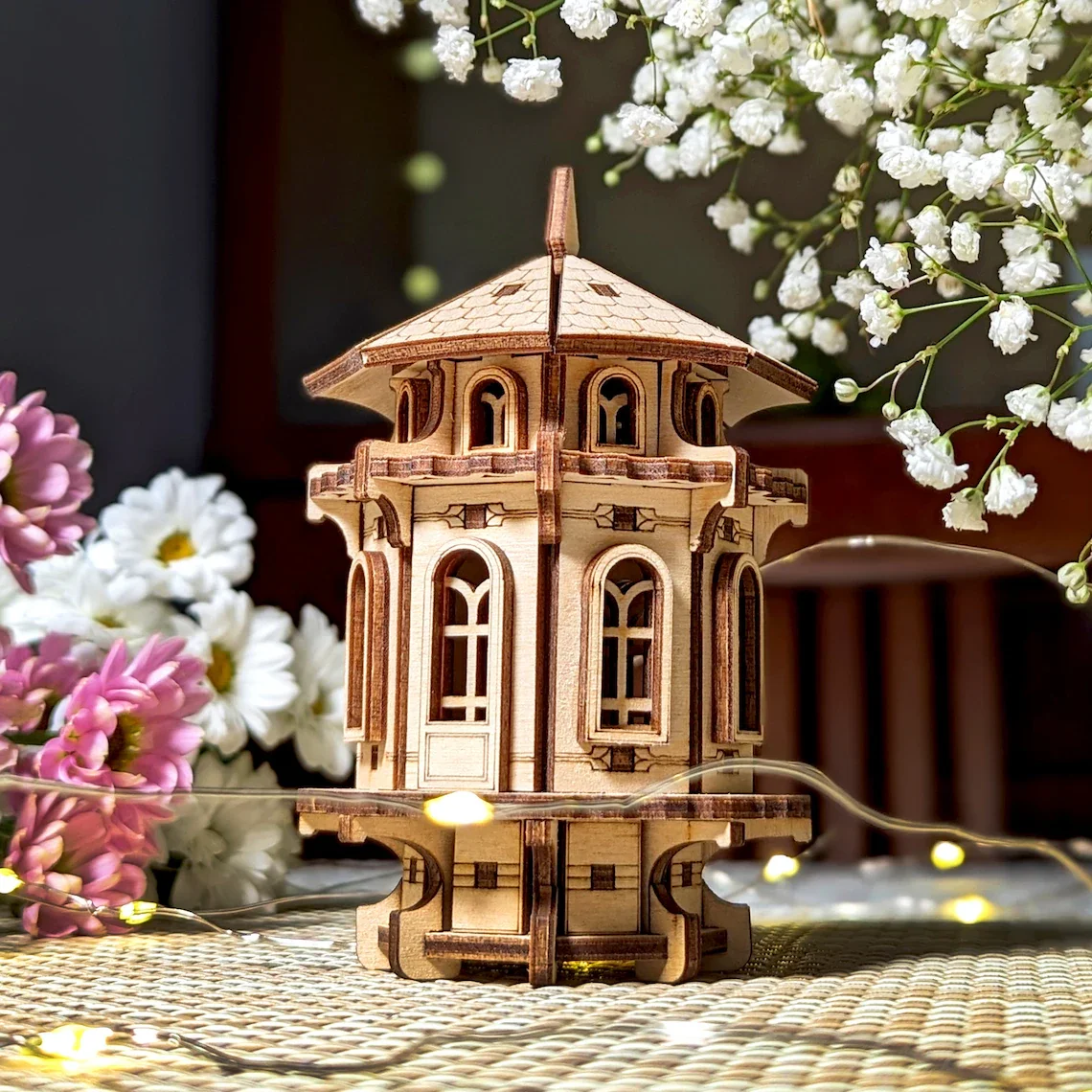 Mfuny 3D Wooden Puzzle Assembling Blocks Model Fantasy House Series Plant Tower Brand New Educational Toy