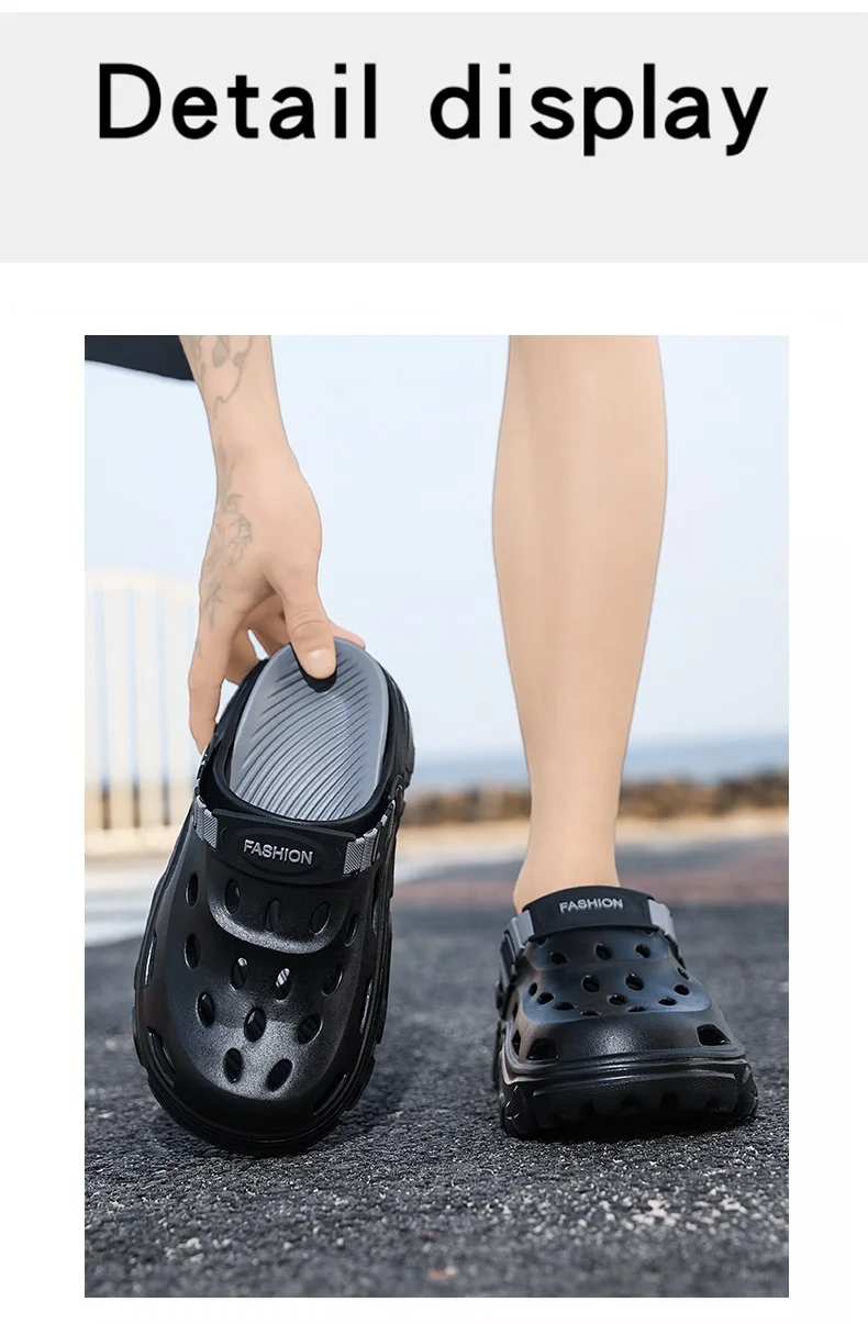 Herren- und Damen-Paar-Sommer-Outdoor-Rutschfeste, geruchshemmende, geschlossene Zehenpantoffeln, große Strand-Sandalen und Pantoffeln für – Detail 4