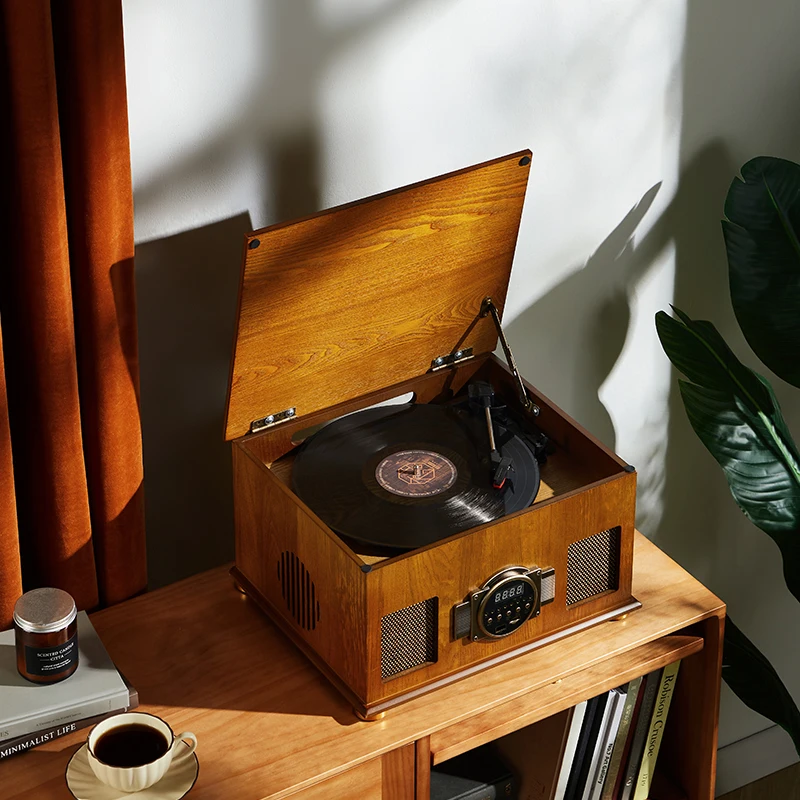 Hot selling vinyl stereo speaker phonograph with cassette tape Vinyl turntable record player