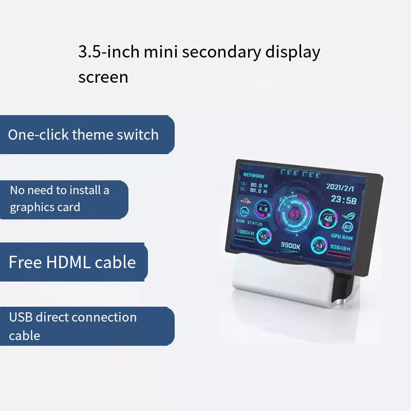 New 3.5 Inch IPS Type-C Secondary Screen USB Display For PC CPU GPU RAM HDD Data Monitor With Type-C Dock