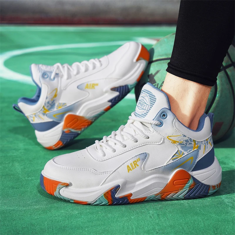 

New Men's Basketball Shoes Breathable High-Top Sports Shoes Soft Bottom Casual Shoes Trendy Cross-Border Leisure Footwear