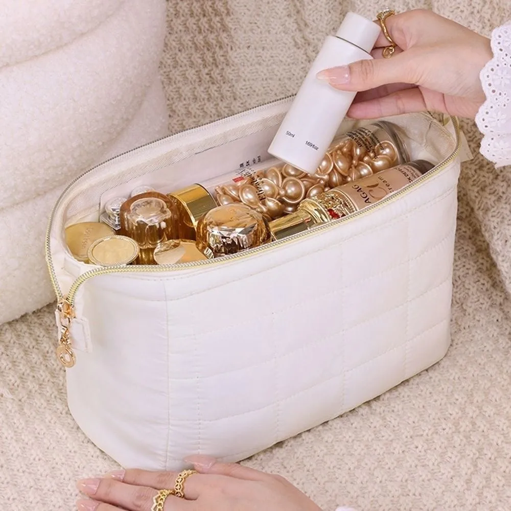 سعة كبيرة حقيبة تخزين مستحضرات التجميل متعددة الوظائف بلون المرأة حقيبة مستحضرات تجميل الغبار سستة أشتات المنظم حمام غسل #5