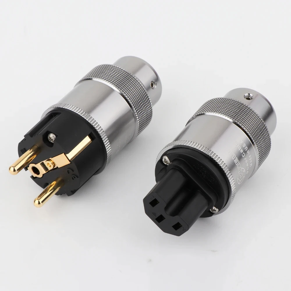 Preffair  Hi-End Gold Plated US/EU Male Power Plug IEC C15 Audio Connector HiFi AC Power Cord Plugs for Power Amplifier Speaker