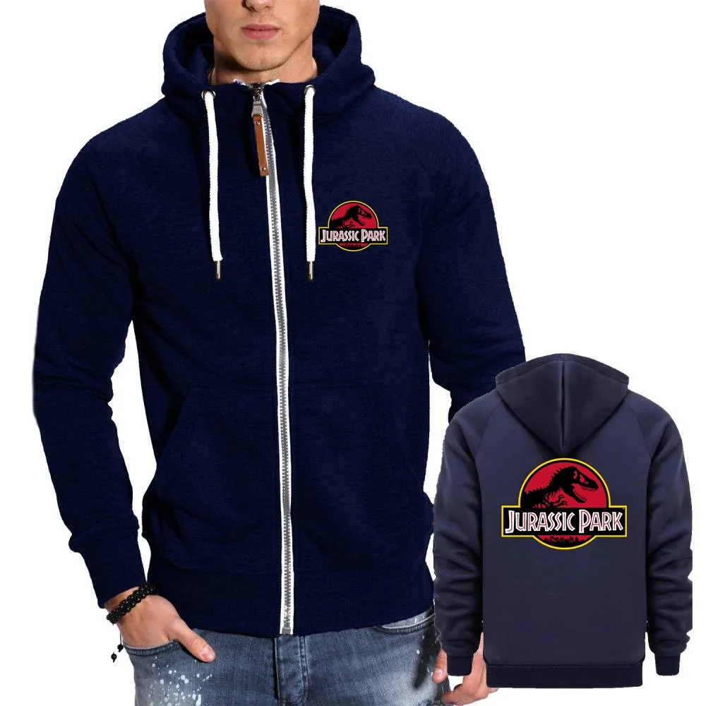 Men Sweatshirts Youth Boys Hoodies Jacket JURASSIC PARK Dinosaur World Graphic Sportwear Outwear Winter Warm Fleece Hooded Coats