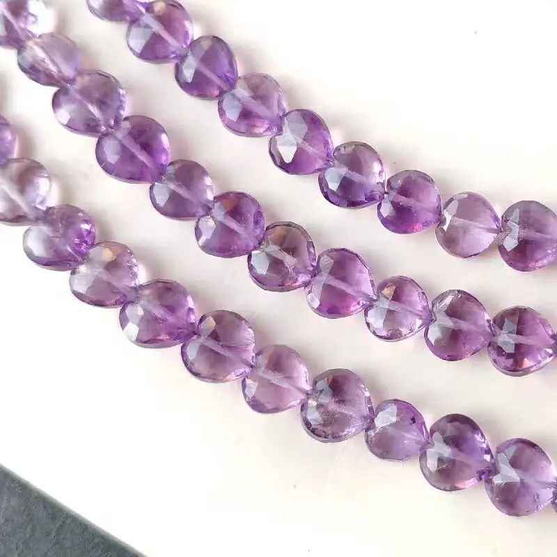 

Amethyst heart faceted 7-7.5mm nature for making jewelry necklace 19cm FPPJ wholesale