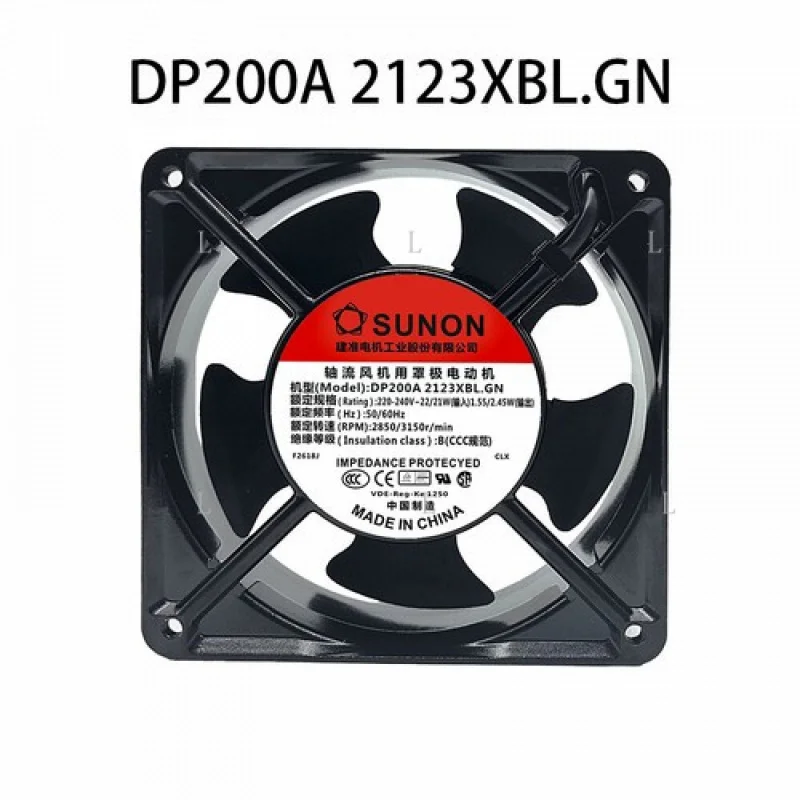 L    for SUNON DP200A.2123XBL.GN 220VAC 22/21W 120*38MM 2wire Server Driver cooling Fan