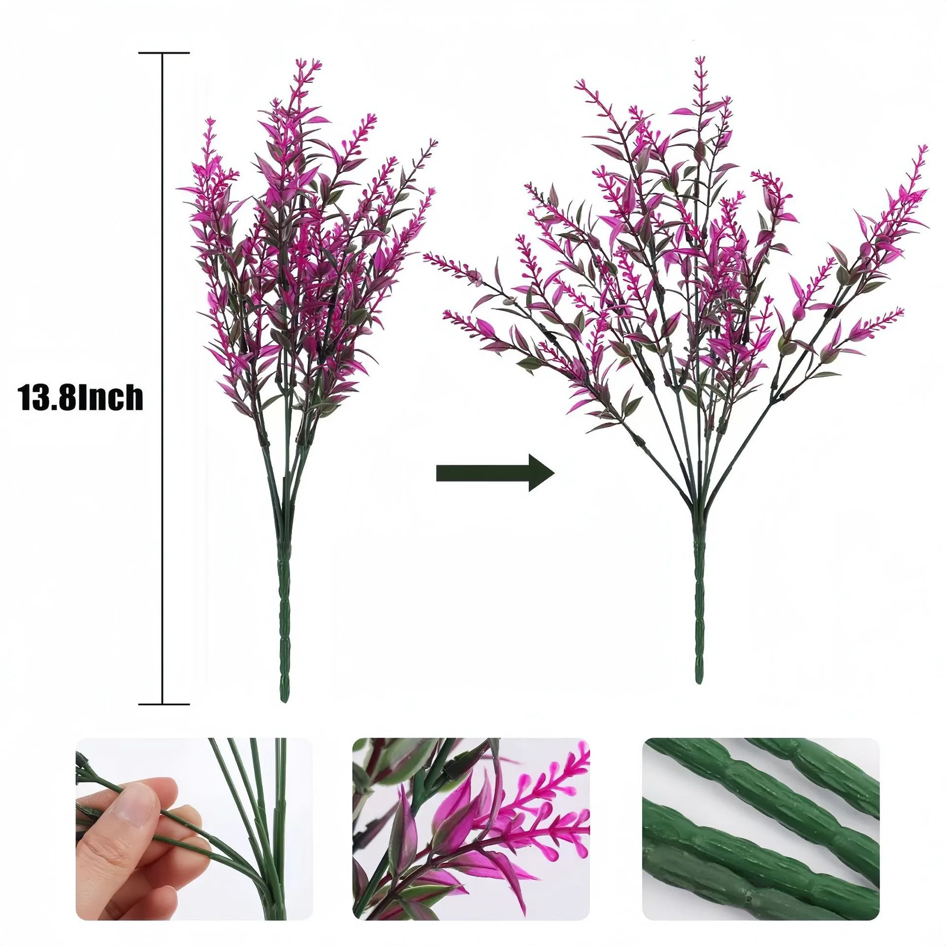 1/3/5 Stück künstliche Blumen, 35 cm, künstliche Pflanzen für Zuhause, Zimmer, Tischdekoration, Hochzeitsdekoration, Blumenarrangement im Freien, Zubehör – Detail 10