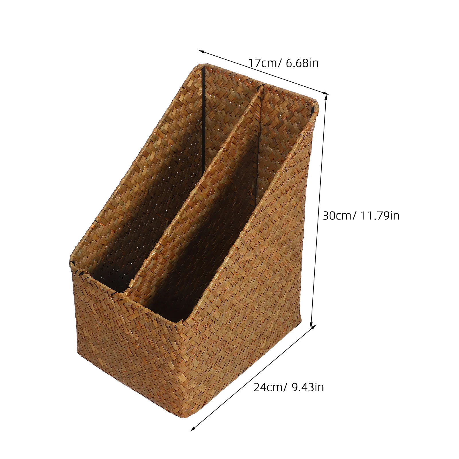 سلة تخزين سطح المكتب المنسوجة منظم مستندات على الطراز العتيق لمكتب غرفة النوم وغرفة المعيشة وغرفة الحرف اليدوية تستخدم صندوق عرض ريفي #4