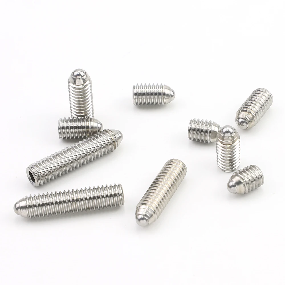 JUIDINTO 2-15pcs Ball Plungers Stainless Steel Carbon Steel M3 M4 M5 M6 M8 M10 M12 Ball Point Set Screw Spring Plungers for Door