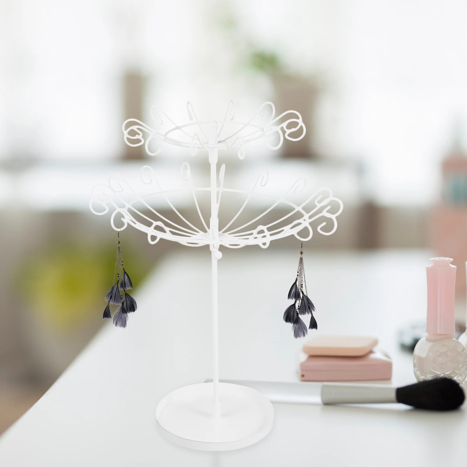 

1pc Rotating Jewelry Rack Storage Stand Display Holder for Earrings Necklaces Watches Glasses Brooches Hair Clips Polished Hooks
