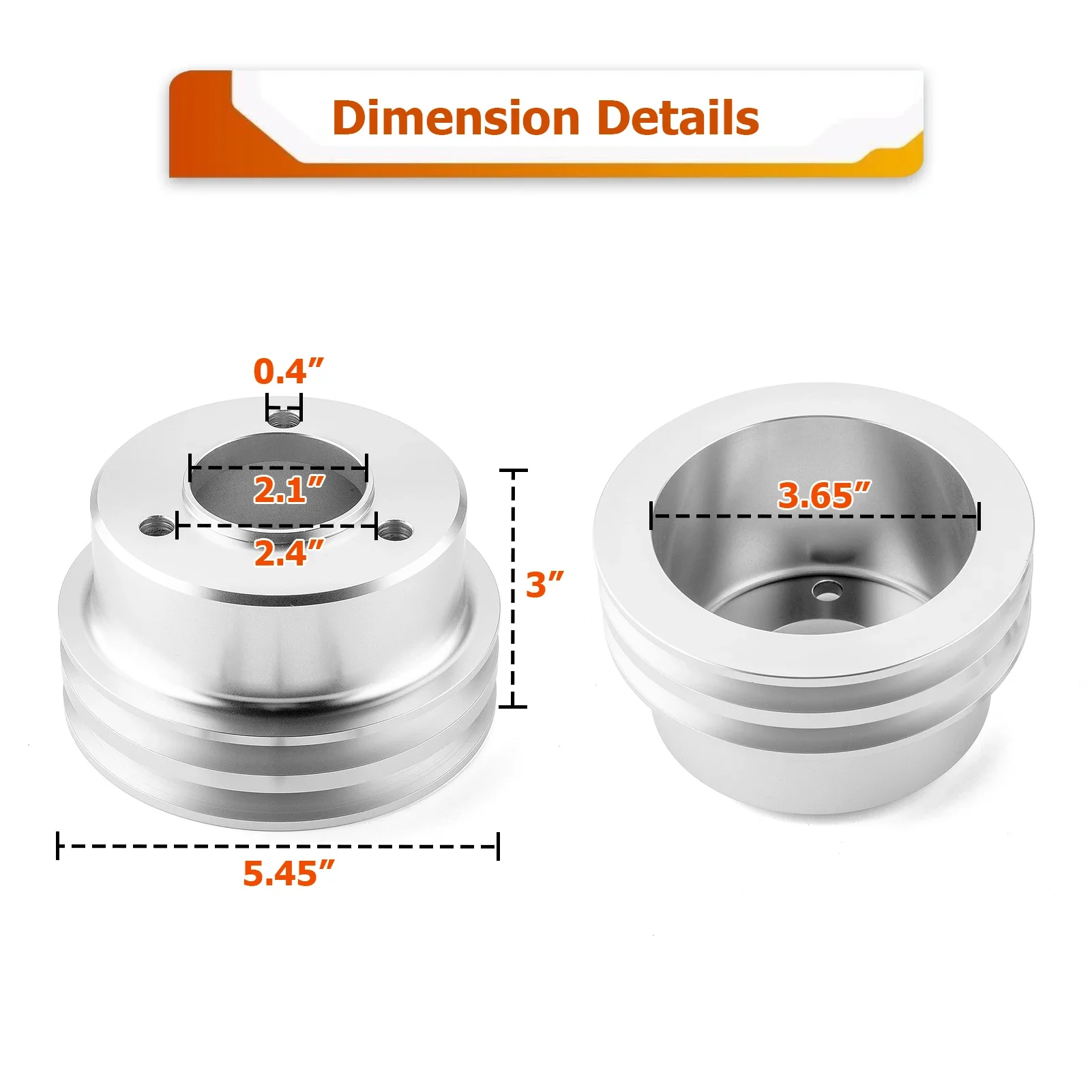 For Chevy Big Block Crankshaft Pulley Long Water Pump (396-427-454) Trucks & Cars Crankshaft Pulley W/ 2 Groove Billet Aluminum