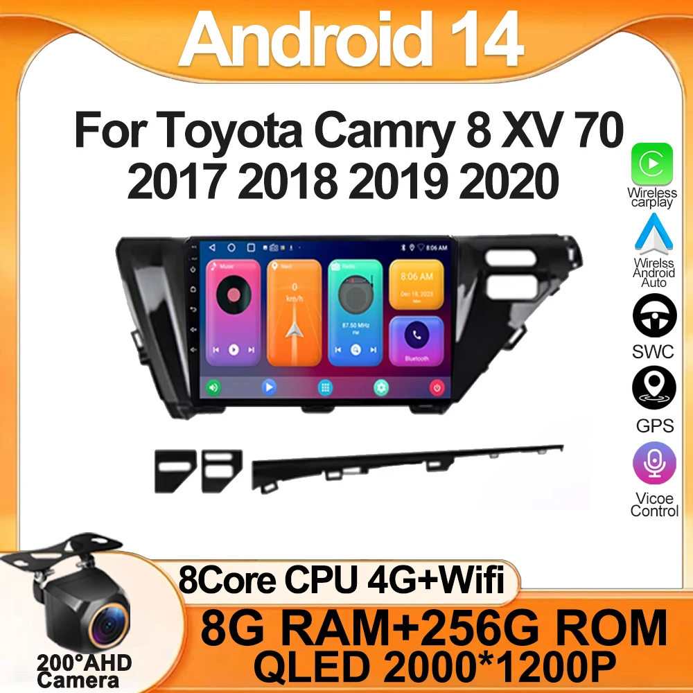 

Android 13 For Toyota Camry 8 XV 70 2017 2018 2019 2020 Car Multimedia Screen Player Navigation GPS Auto Radio Stereo 5G WIFI