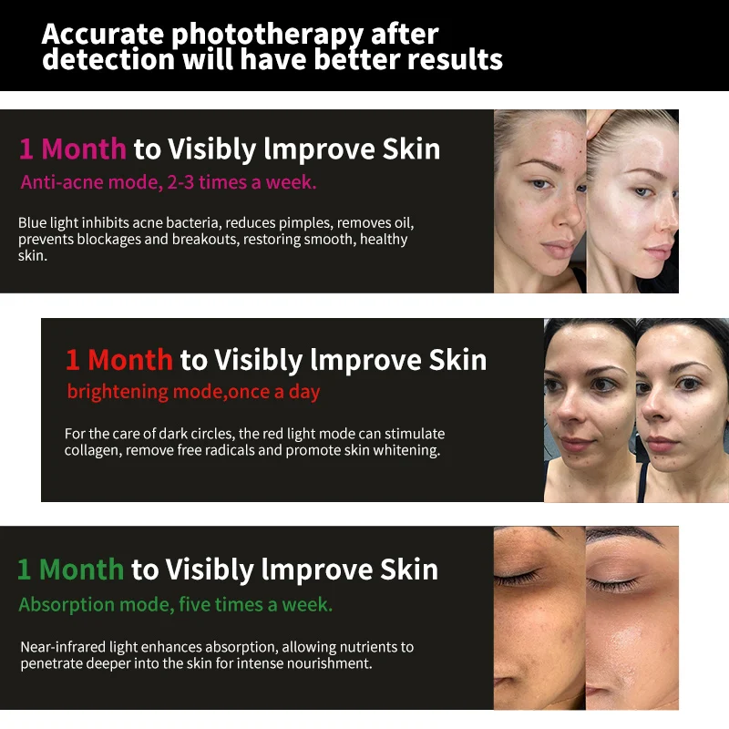 Mini Handheld LED Light Therapy & Skin Detector 2-in-1 Beauty Device, USB Rechargeable Facial Care Tool