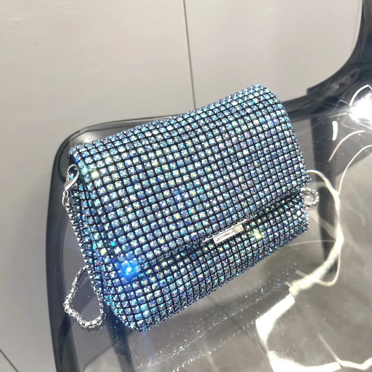 Diamentowa torba na ramię Crossbody Damska mała torebka ze sprzęgłem Moda Retro Poduszka Hobos Torebka damska PU Skóra Błyszcząca torebka imprezowa