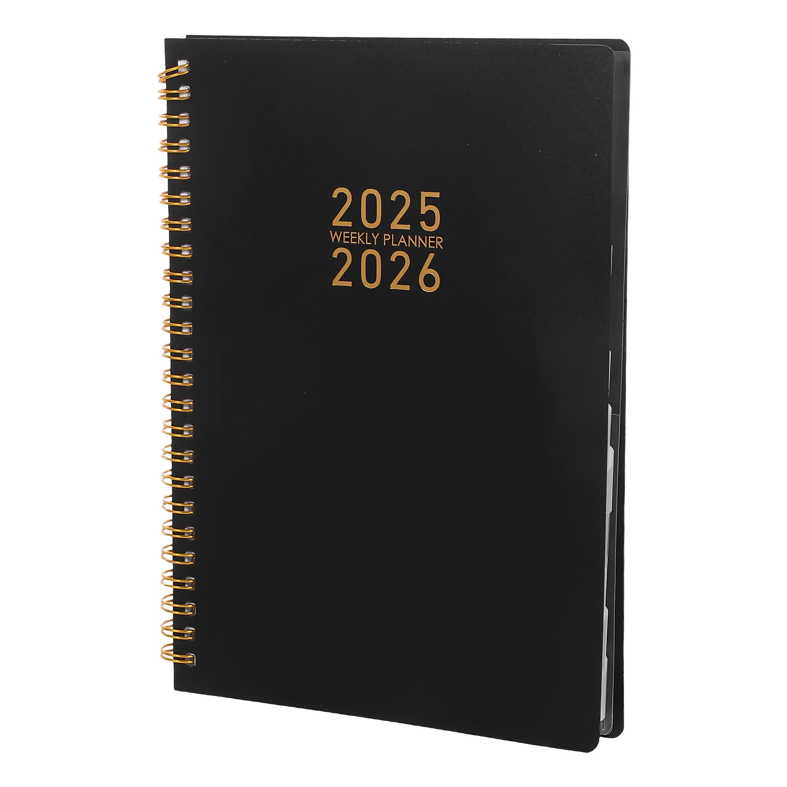 Planificador organizador diario tamaño A5 2025-2026 calendario semanal mensual Agenda libro papel grueso interfaz en inglés portátil