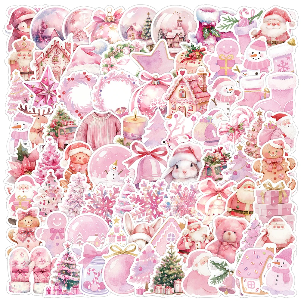 10/30/50/100 Stück Kawaii Rosa Weihnachten Weihnachtsmann Aufkleber Ästhetische Aufkleber DIY Skateboard Gitarre Niedliche Cartoon Aufkleber als Geschenk