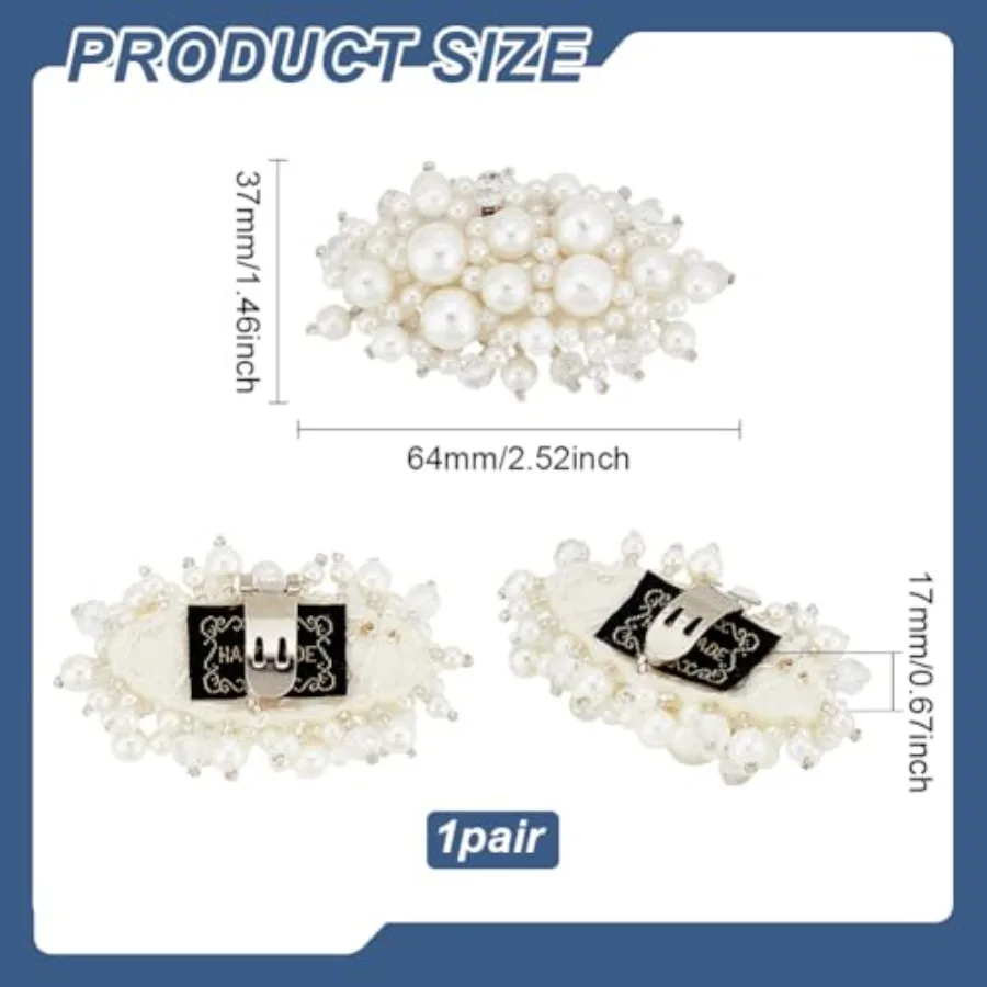 1 P مقاطع الأحذية زهرة اللؤلؤ 1.5x2.5ih الأبيض الزفاف الزفاف الأزهار مقاطع الأحذية سحر مع خرز كريستالي انفصال زهرة Sho