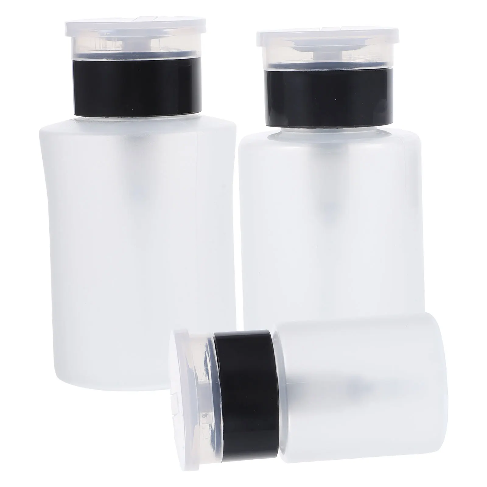 

3pcs Nail Polish Remover Pump Bottles Refillable Liquid Dispensers Empty For Travel Press Storage Containers Manicure Supplies