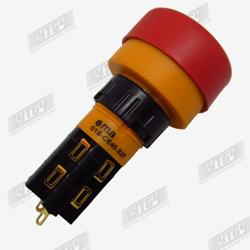 Illuminated Emergency Stop Switch imported imams EMA 16mm 01S-CE40.S2P 01S-CE40.Q2P LED DC6/12/24V AC110V AC220V2a2b--10PCS/LOT