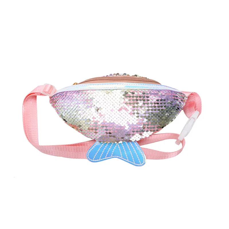 Children Fashion Fishtail Sequin Chest Bag Kawaii Korean Waist Bag School Travel Shopping