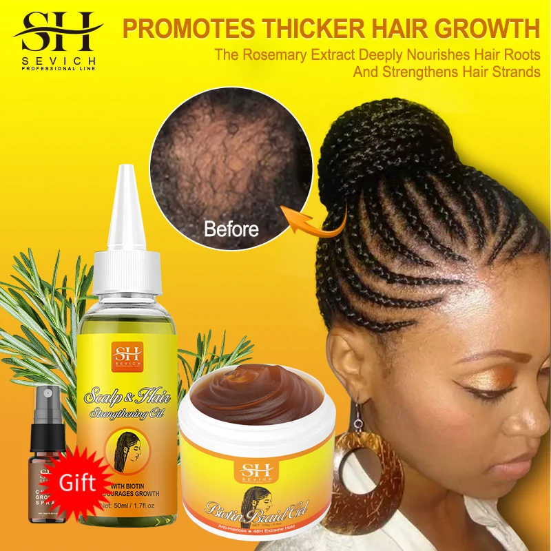 African Anti-itch Hair Growth Braid Oil Moisturizing Anti Hair Loss Hair Styling Gel Traction Alopecia Treatment Sevich HairCare